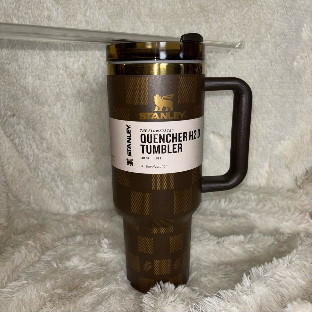 Stanley X LOUIS VUITTON Laser Etched Checker Pattern Quencher H2.0 Tumbler - NWT